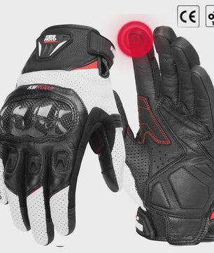 KEMIMOTO Motorhandschoenen Zomer - Ademend Leer met Carbon Bescherming & Touchscreen