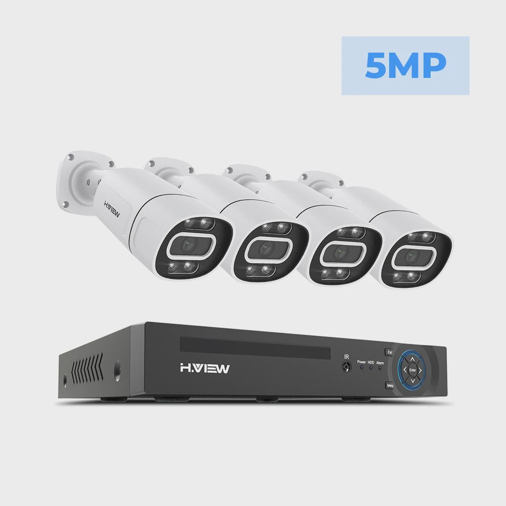 H.View 4K/8MP PoE Beveiligingscamera Systeem met 8-Kanaals NVR & Audio