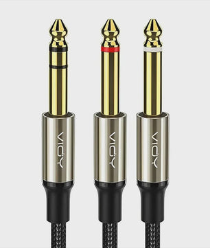 6.35mm TRS naar Dual 6.35mm TS Mono Y-Splitter Audio Kabel - Verliesvrije Signaaloverdracht