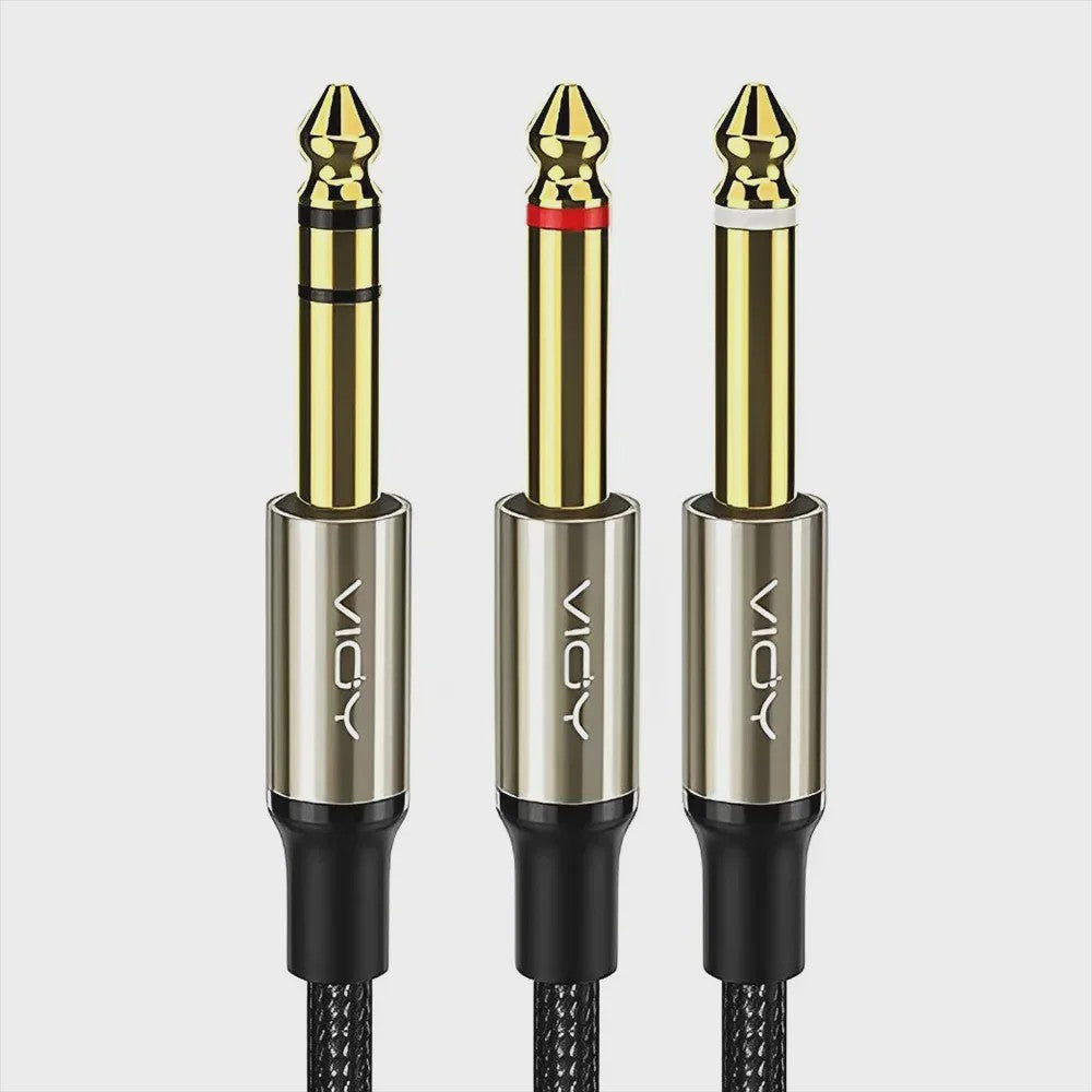 6.35mm TRS naar Dual 6.35mm TS Mono Y-Splitter Audio Kabel - Verliesvrije Signaaloverdracht