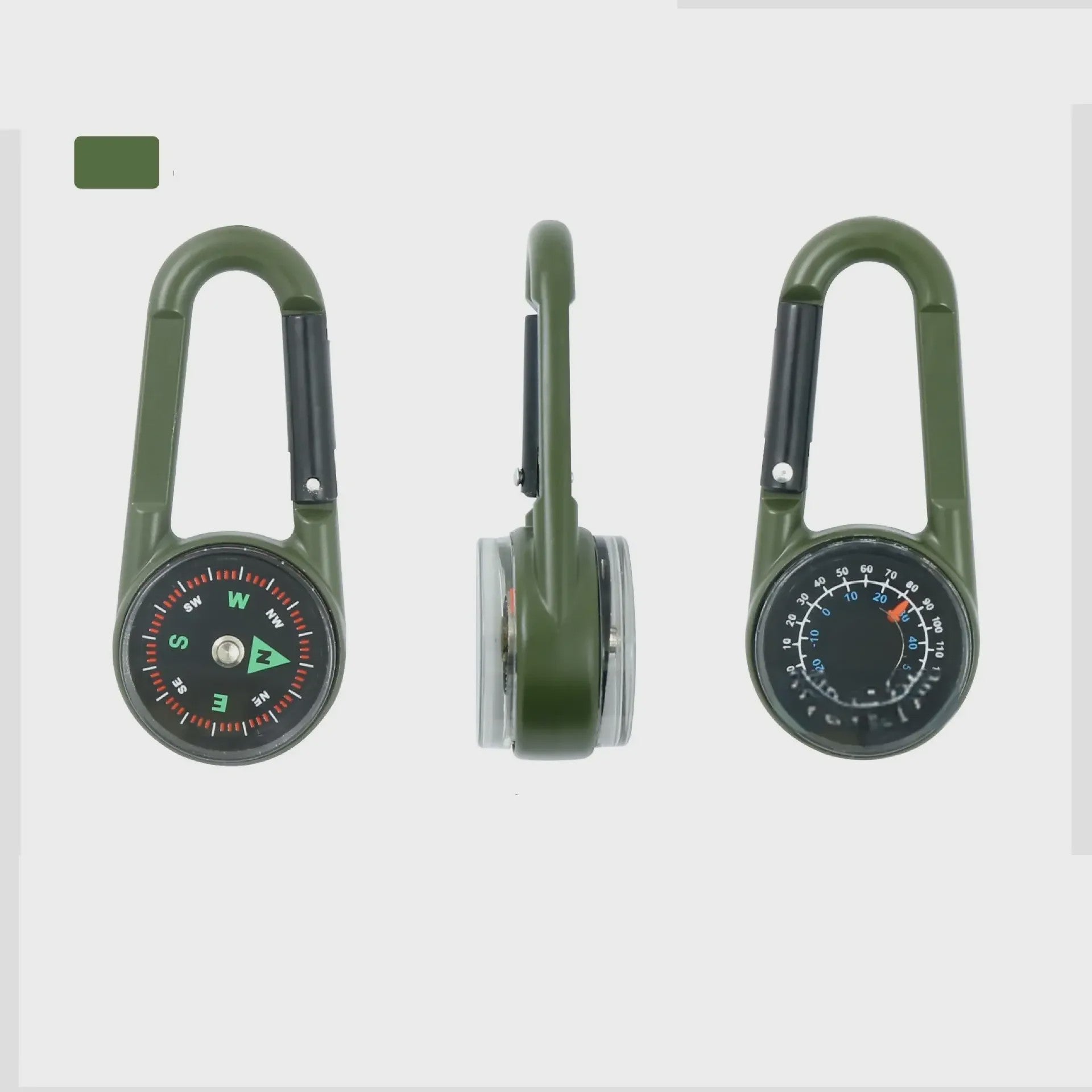 3-in-1 Kompas & Thermometer Carabiner Clip - Outdoor Survival Sleutelhanger