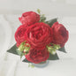 Roze Zijden Pioen Kunstboeket 30cm - 5 Grote Bloemen & 4 Knopen voor Decoratie