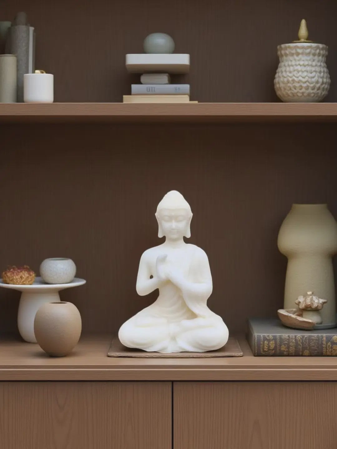 Sfeervolle Buddha Beeldje - Mediterende Boeddha Decoratie - Kunststeen