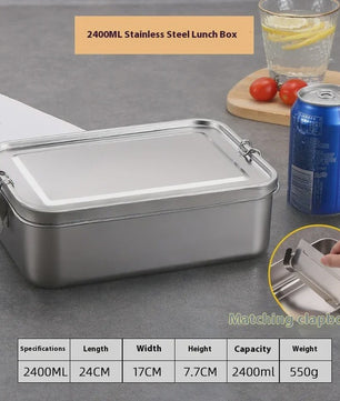 RVS Bento Lunchbox met Afsluitbare Clips - Voedselcontainer voor Werk en School