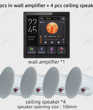 Slimme 2-Zone Wandversterker met Touchscreen: Bluetooth, AUX, TF & FM voor Thuisbioscoop