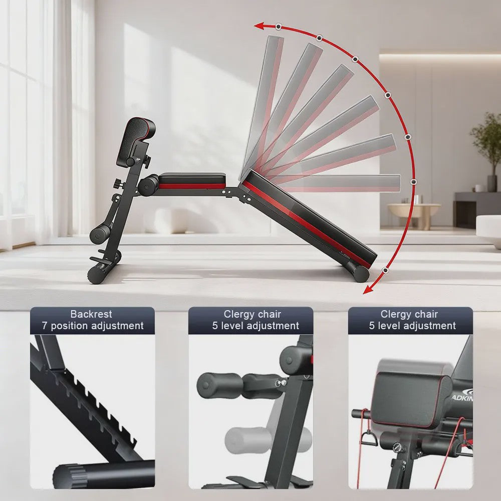 Verstelbare Trainingsbank voor Krachttraining - Multifunctioneel & Draagbaar Fitnessapparaat