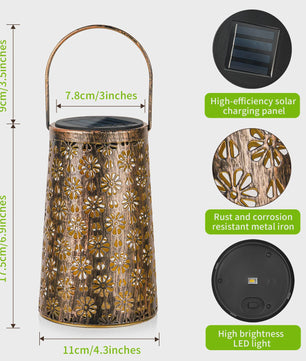 Set Zonne-energie Buitenlantaarns - Decoratieve Metalen Hanglampen voor Tuin, Terras & Pad