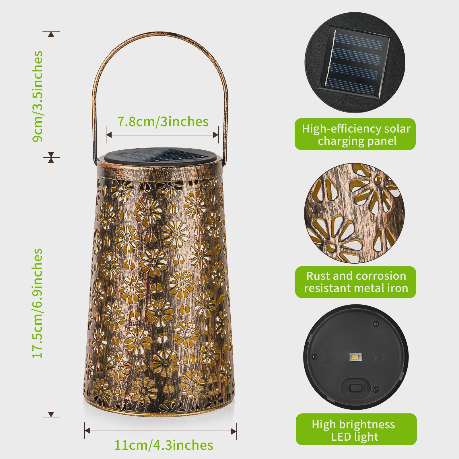 Set Zonne-energie Buitenlantaarns - Decoratieve Metalen Hanglampen voor Tuin, Terras & Pad
