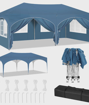 Inklapbaar Paviljoen 3x6m met 6 Zijwanden - Waterdicht, UV-bescherming & Draagtas