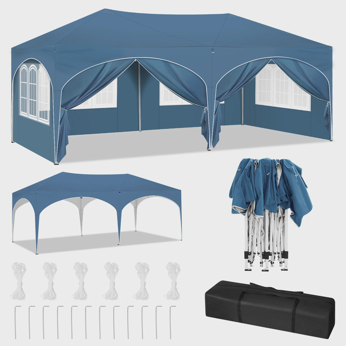 Inklapbaar Paviljoen 3x6m met 6 Zijwanden - Waterdicht, UV-bescherming & Draagtas