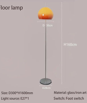 Retro Vloerlamp Mushroom Glas Gradient Oranje - Bauhaus Sfeerlamp voor Woonkamer & Slaapkamer