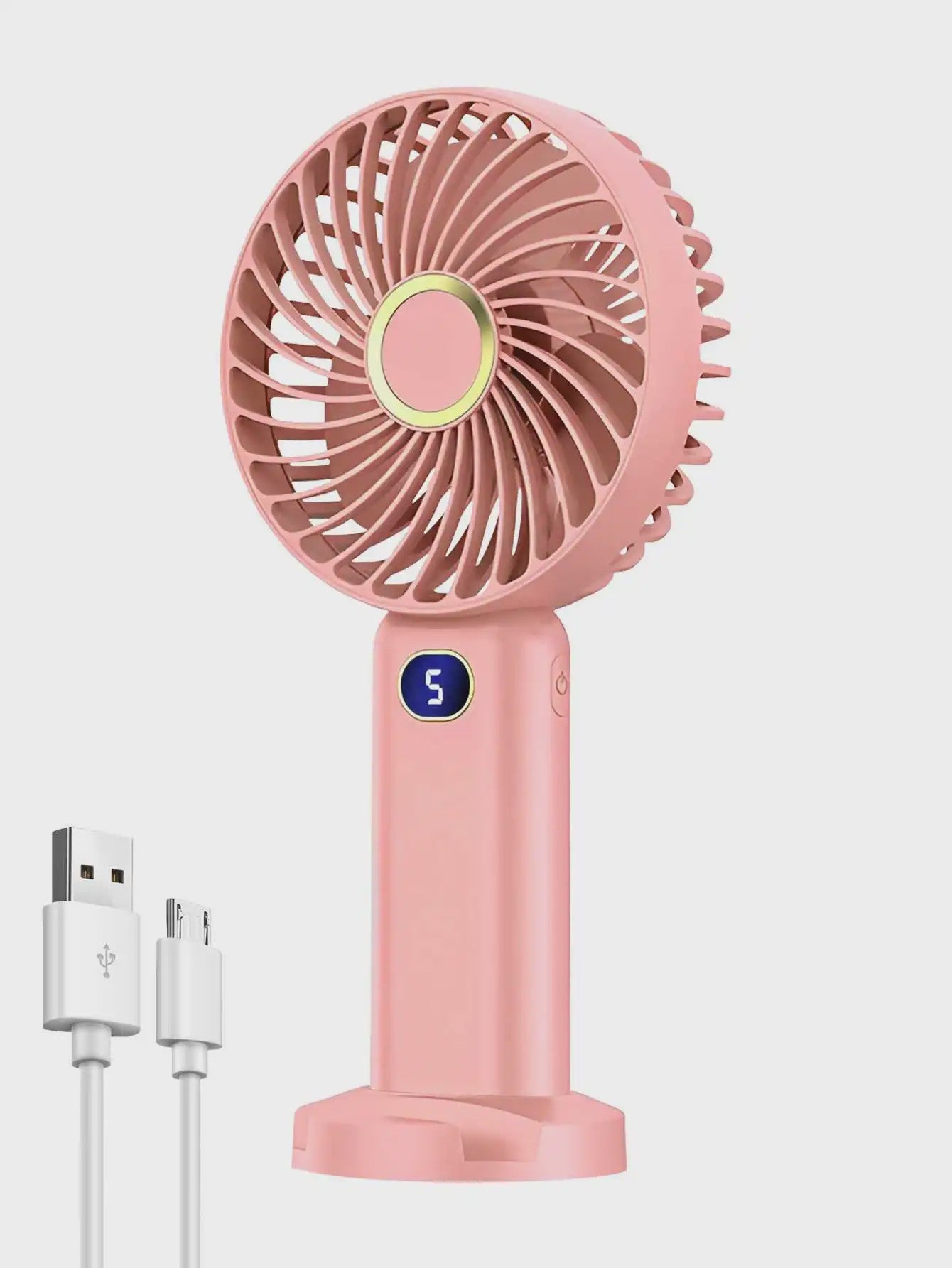 Draagbare Handventilator met Digitale Display en 5 Snelheden, USB Oplaadbaar
