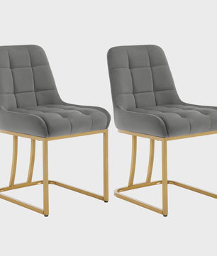 Set van 2 Luxe Velours Eetkamerstoelen met Gouden Metalen Frame - Comfortabel & Stijlvol