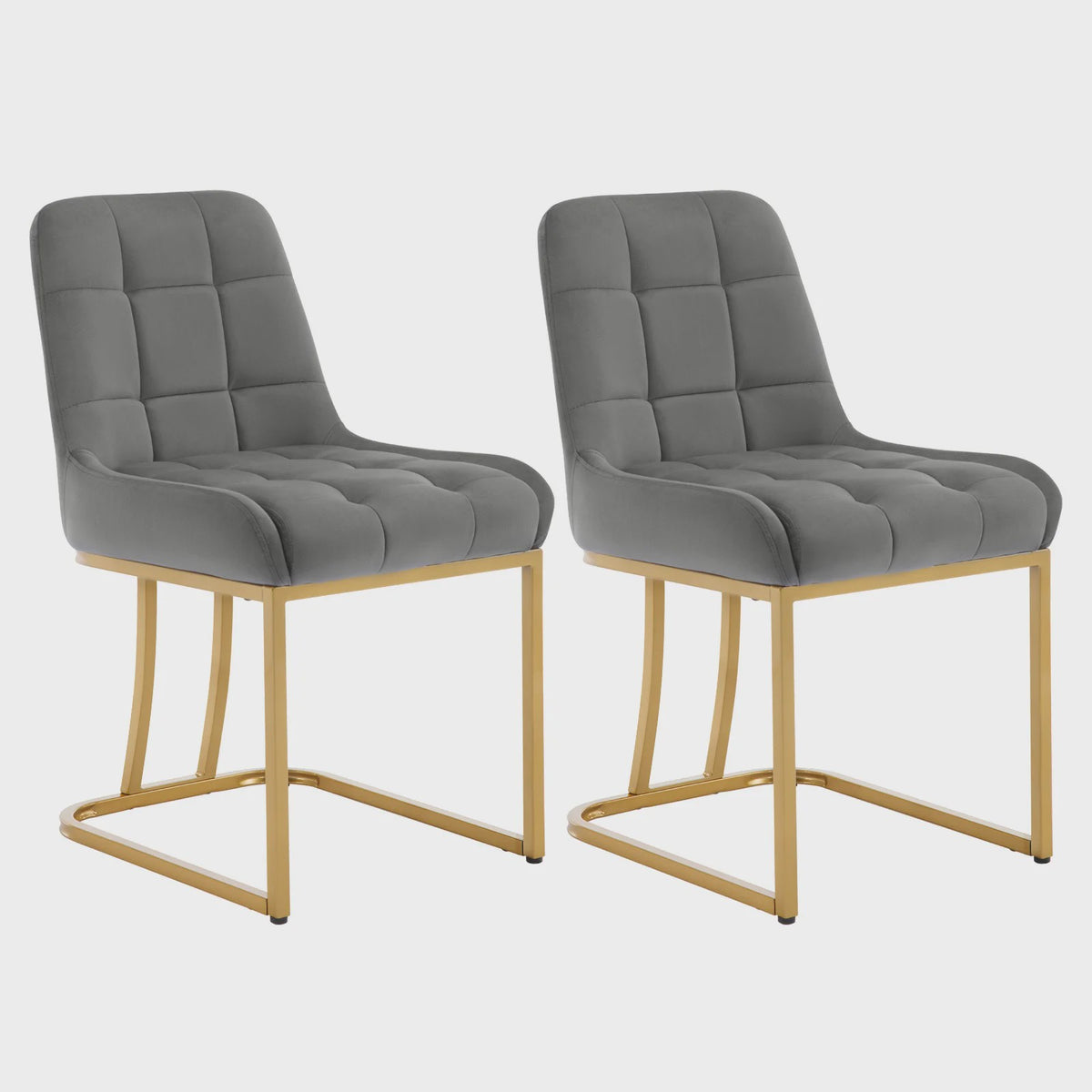 Set van 2 Luxe Velours Eetkamerstoelen met Gouden Metalen Frame - Comfortabel & Stijlvol
