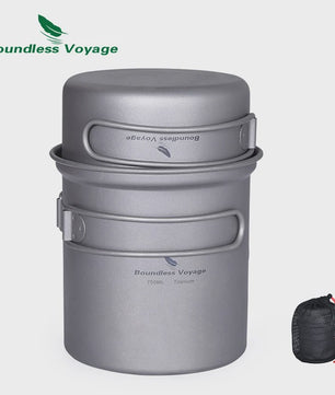 Boundless Voyage Titanium Kampeer Kookset - Lichtgewicht Potten & Pannen met Opvouwbare Handgrepen