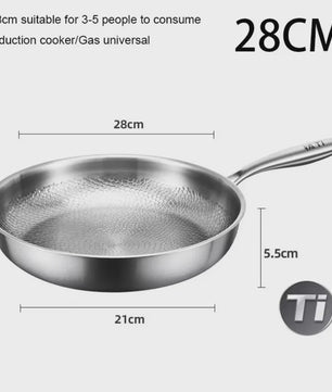 KEMORELA Pure Titanium Koekenpan - Krasbestendig, Anti-aanbak & Snel Verwarmend