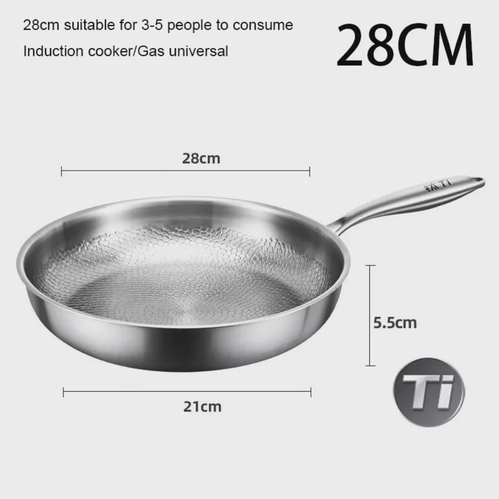 KEMORELA Pure Titanium Koekenpan - Krasbestendig, Anti-aanbak & Snel Verwarmend