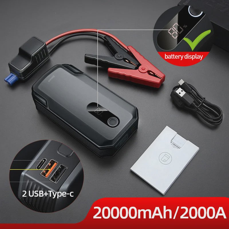 Baseus 2000A Autostarter Powerbank 20000mAh - Noodstart & Oplader