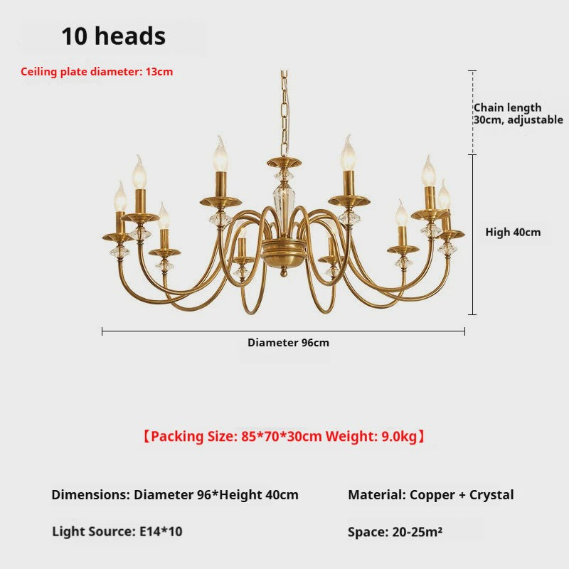 American Retro Messing Plafondlamp met Kaarslampjes - Sfeervolle Verlichting voor Woonkamer, Slaapkamer & Eetkamer
