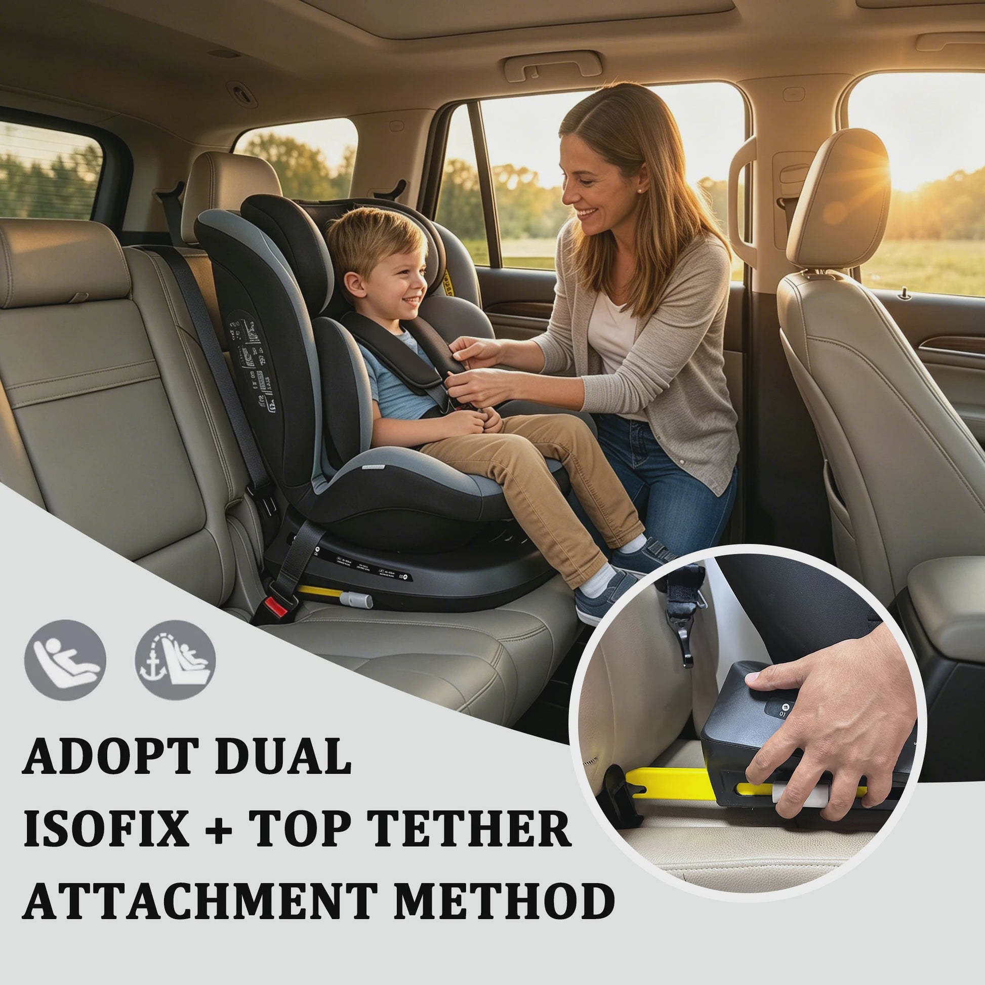 Reecle I-Size 360° Draaibaar Autostoeltje 40-150cm (0-12 Jaar) met ISOFIX