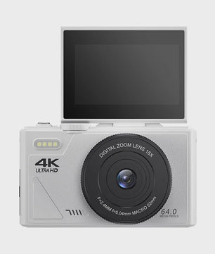 Witte Digitale Camera 64MP met 18x Zoom, WiFi & 3.0" Touchscreen - Ideaal voor Beginners, Kids, Reizen & Vlogging (64GB)