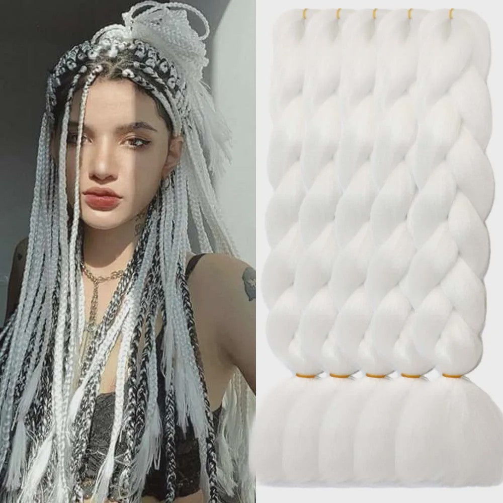 5x Jumbo Braiding Hair Extensions - 24 Inch Synthetisch Vlecht Haar - Pre-stretched Yaki
