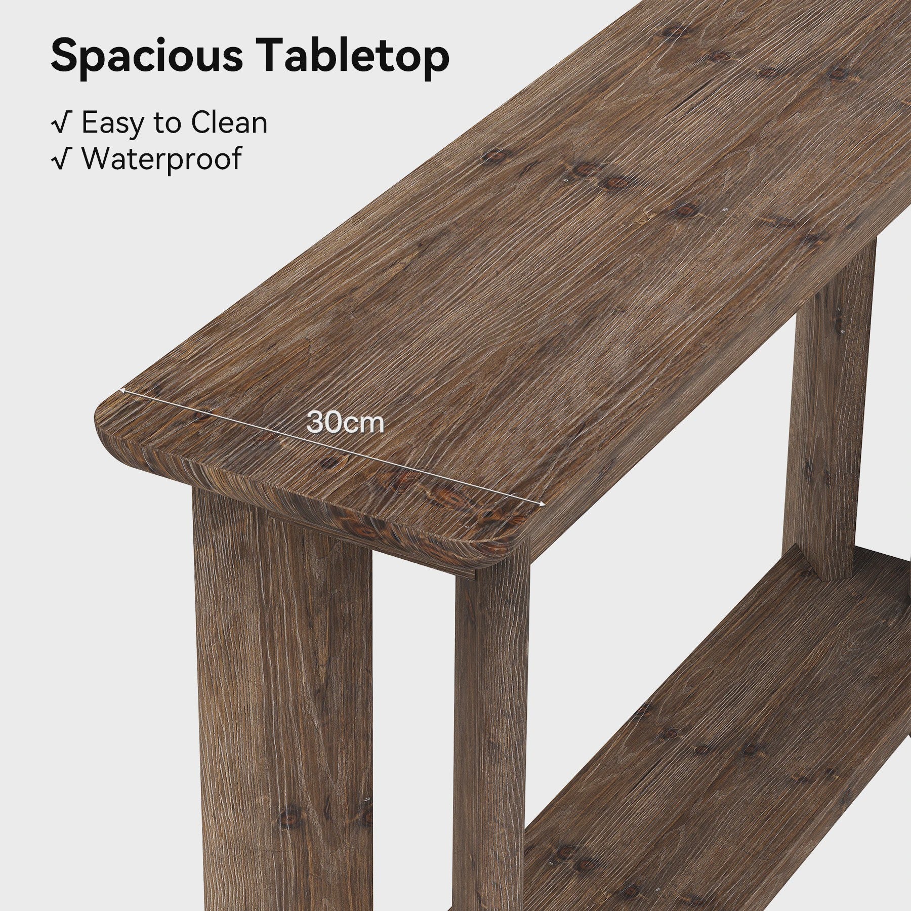 Massief Houten Console Tafel met 2 Lagen - Stijlvolle Sofa Tafel voor Hal of Woonkamer (Walnootkleur) - 105cm