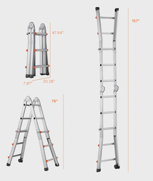 SucceBuy Telescopische Ladder A-Frame Compact Aluminium Multifunctioneel Draagbaar