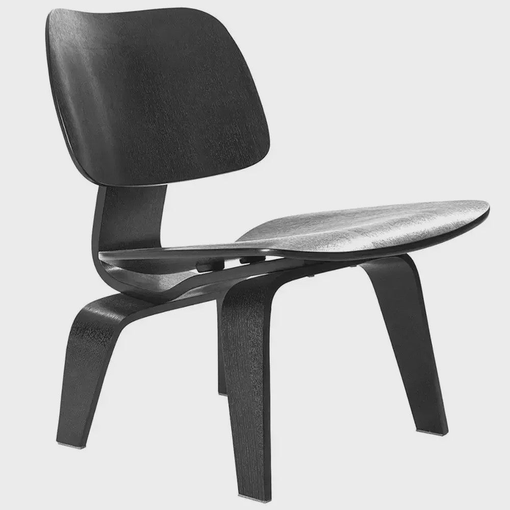 Molded Plywood Relaxfauteuil - Tijdloos Design met Houten Poten