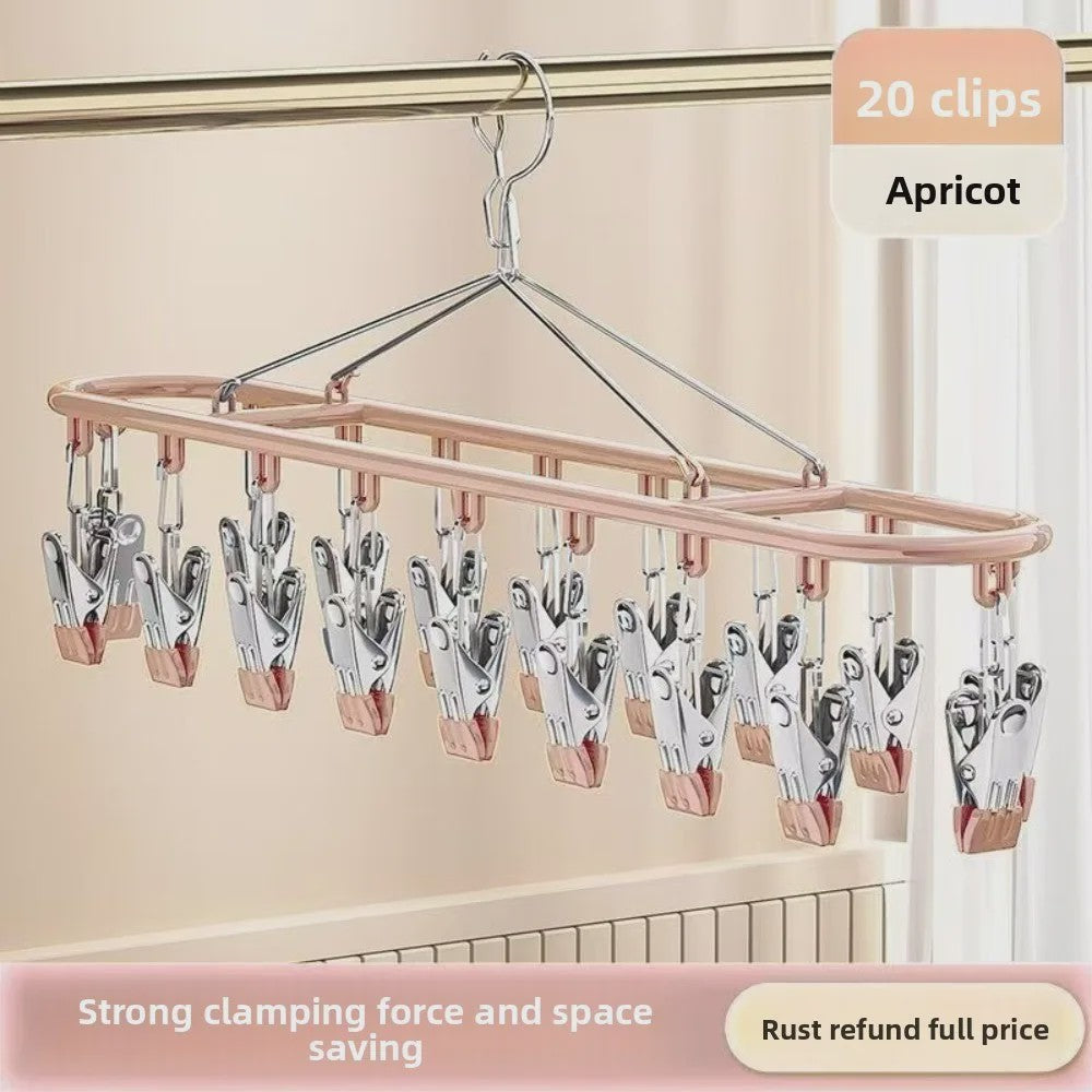 Droogrek met 20 Clips - RVS Sokkenhanger voor Ondergoed & Kleine Was