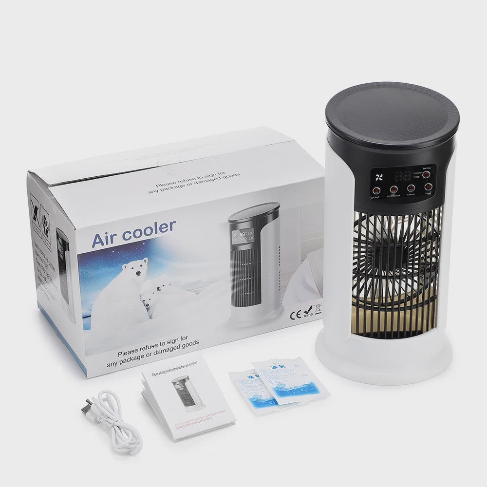 3-in-1 Draagbare Aircooler met Ventilator, Luchtbevochtiger en LED Nachtlampje - 6 Snelheden