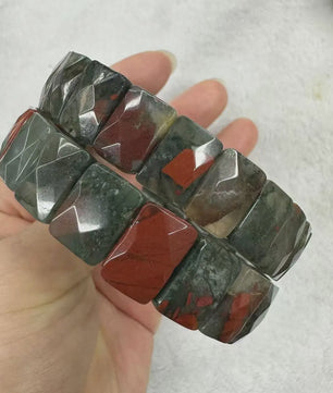 Natuurlijke Edelsteen Armband - Fluoriet & Citrien Vierkante Kralen