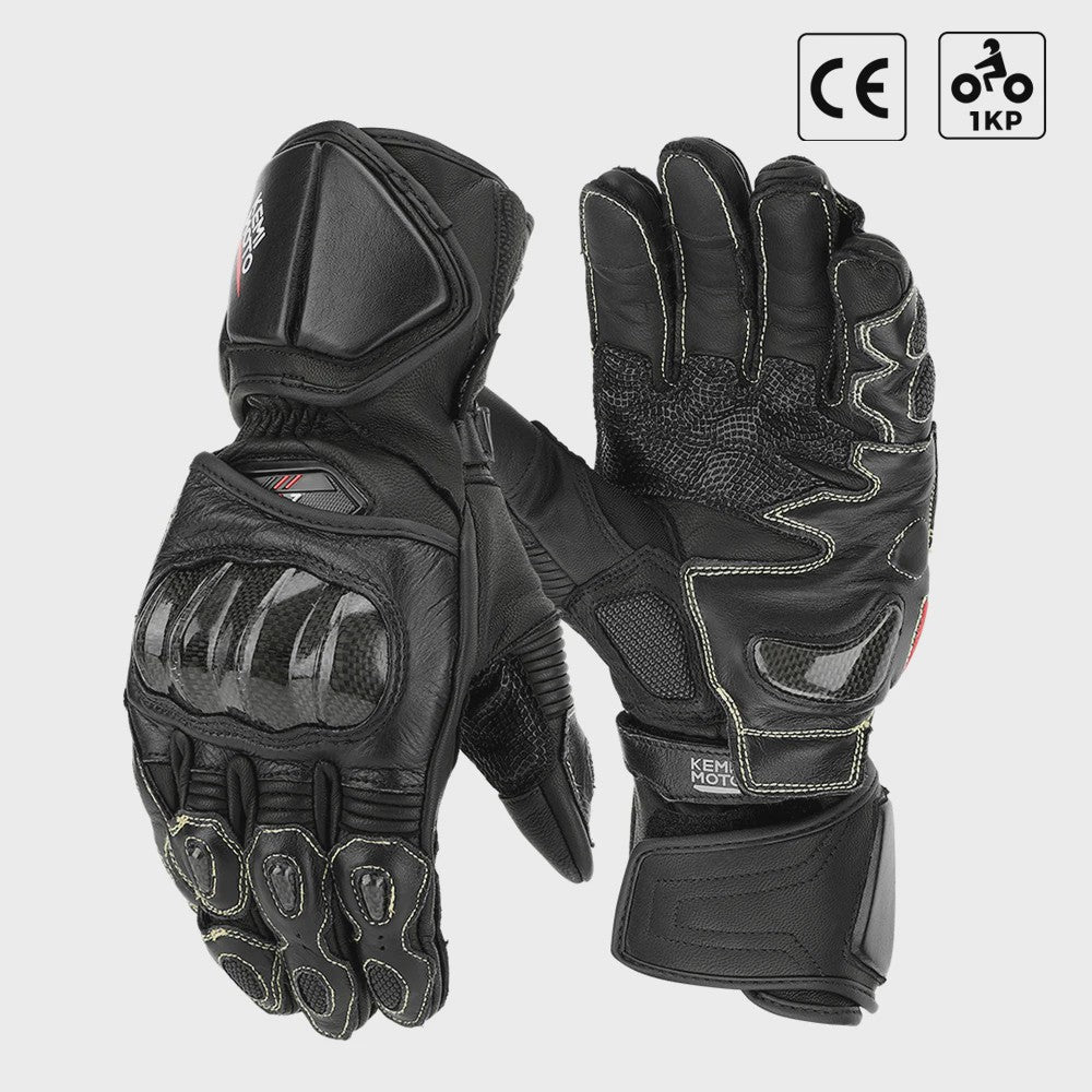 KEMIMOTO Lederen Motorhandschoenen met Kevlar Bescherming - Herfst/Zomer