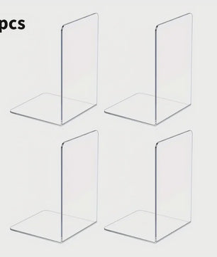 Set van 4 of 8 Stuks Transparante Acryl Boekensteunen voor Bureau & Opslag