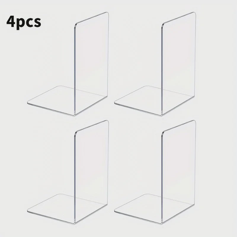 Set van 4 of 8 Stuks Transparante Acryl Boekensteunen voor Bureau & Opslag