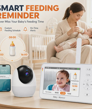 1080P HD WiFi Babyfoon met 4.3 inch Scherm, App Bediening, Nachtzicht & Temperatuur