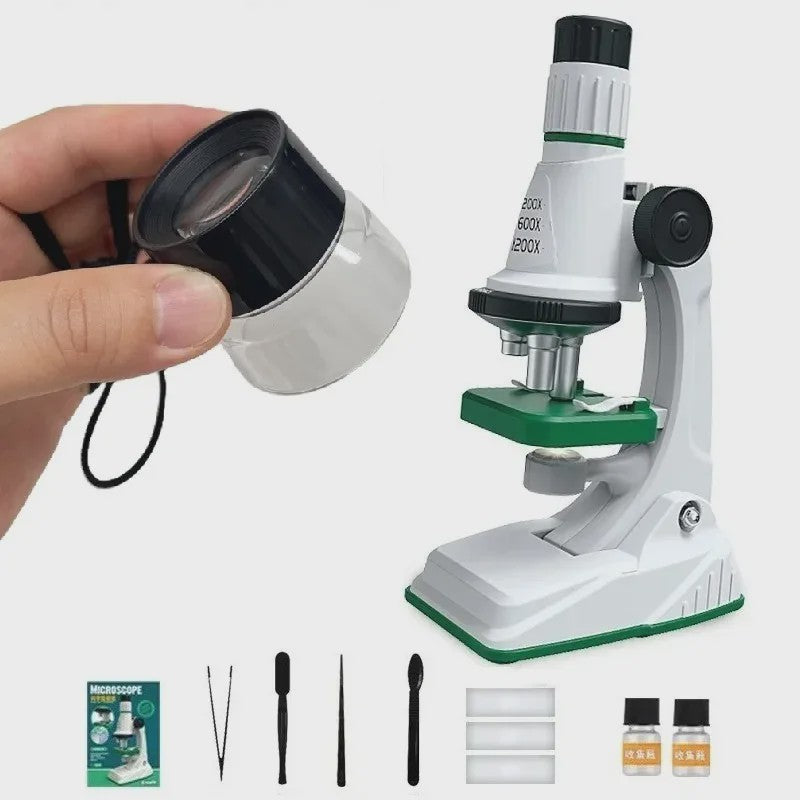 Kinderen Microscoop Set 200x-1200x Vergroting met LED Licht - STEM Educatief Speelgoed