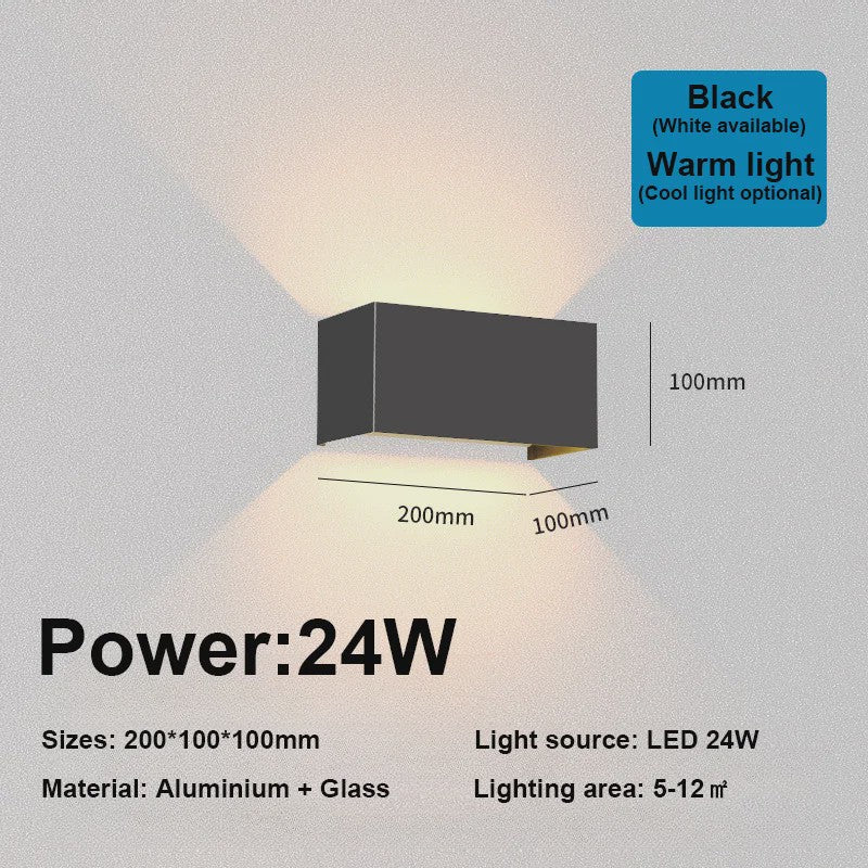 Moderne LED Wandlamp IP65 Waterdicht - Binnen & Buiten - Zwart/Wit