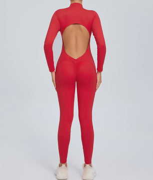 Dames Sport Jumpsuit met Lange Mouwen - Fitness & Gym Kleding - Zomer Sexy Stijl - Blauw