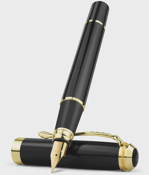 Luxe Zwarte Metalen Vulpen met Extra Fijne 0.38mm Penpunt - Ideaal voor Kalligrafie & Cadeau