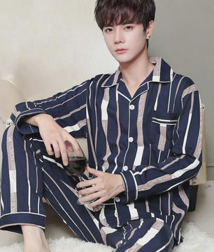 Herren Pyjama Set Lange Mouwen & Broek - Comfortabele Loungewear voor Heren