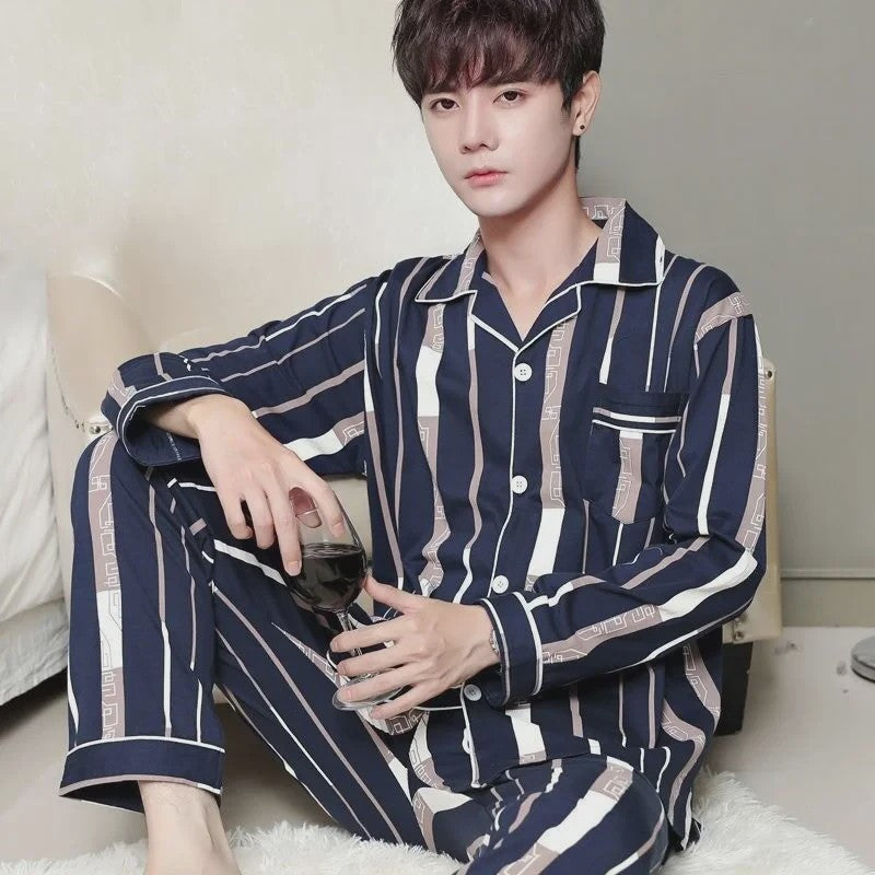 Herren Pyjama Set Lange Mouwen & Broek - Comfortabele Loungewear voor Heren