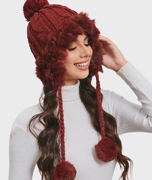 Dames Wintermuts Gebreid met Pompon en Fleece Voering - Warm en Stijlvol