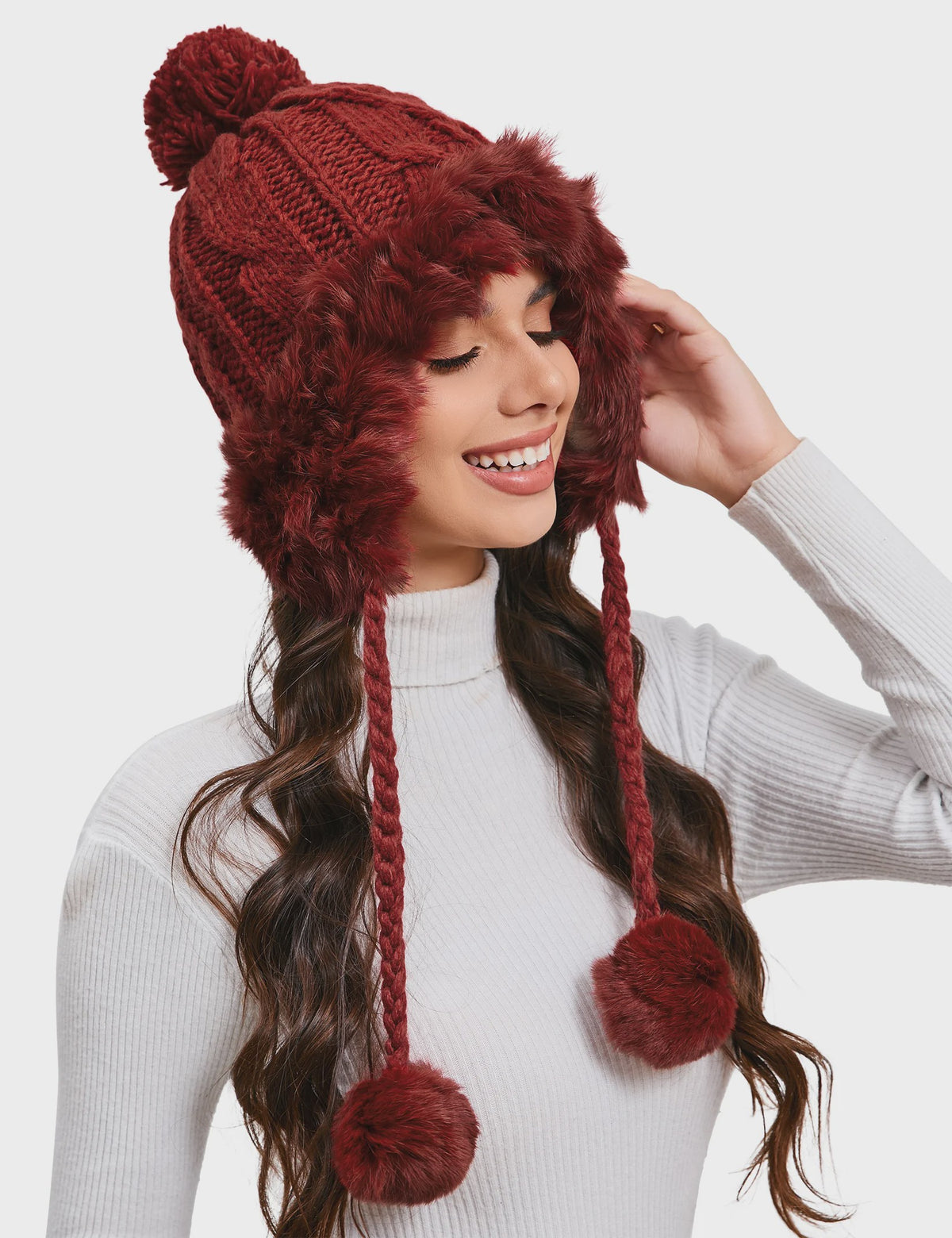 Dames Wintermuts Gebreid met Pompon en Fleece Voering - Warm en Stijlvol