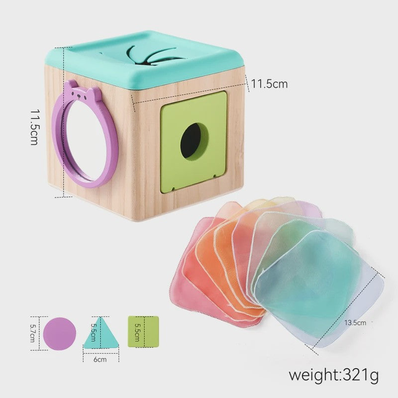 Montessori Stoffen Tissue Box Speelgoed - Educatief Sensorisch Speelgoed voor Baby's met Vinger Oefening