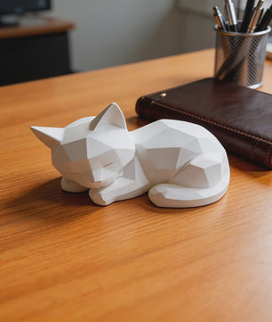 Abstract Geometrisch Slapend Kat Ornament - Modern Minimalistisch Plastic Figuur voor Huis & Kantoor