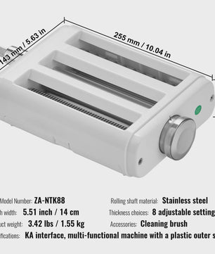 SucceBuy Pastaroller en Snijder Set voor KitchenAid Stand Mixer - 3-in-1 Roestvrij Staal