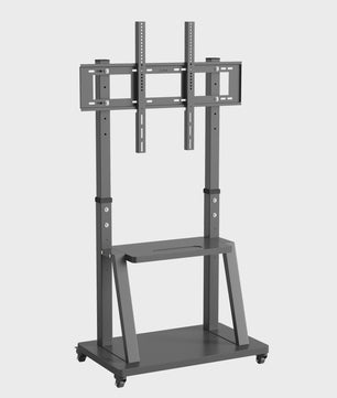 Robuuste Mobiele TV Trolley met Verstelbare Hoogte en 2 Opbergplanken
