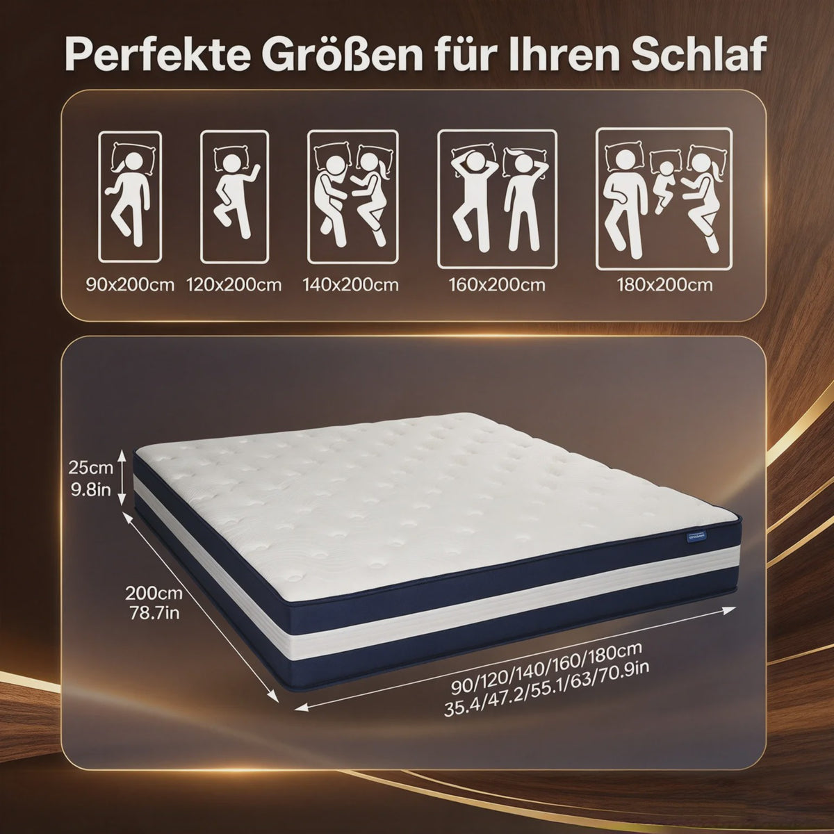 7-Zone Pocket Spring Hybride Matras 25cm Dik - Ademend & Bewegingsisolerend - Diverse Maten