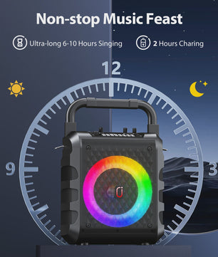 T18 Draagbare Bluetooth Speaker met Microfoon, Karaoke Machine & LED Verlichting